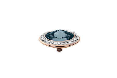 Tondo Deluxe 16 mm Denim Blue Crystal Rim Rose Gold - Tricia's Gems