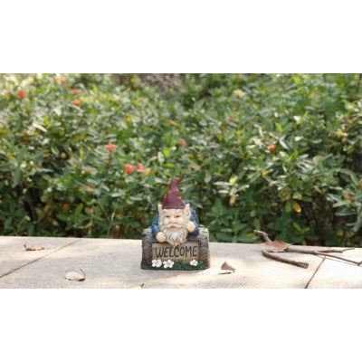 Gnome Crawling Over Tree Trunk-Welcome - Tricia's Gems