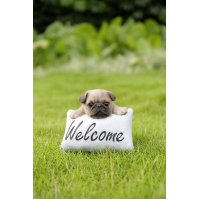 Pug with Welcome Sign - Tricia's Gems