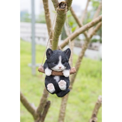 Pet Pals - Black and White Kitten Hanging Figurine - Tricia's Gems
