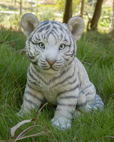 Baby Tiger Sitting - White - Tricia's Gems