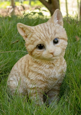 Tabby Cat Kitten Sitting - Grey Figurine - Tricia's Gems