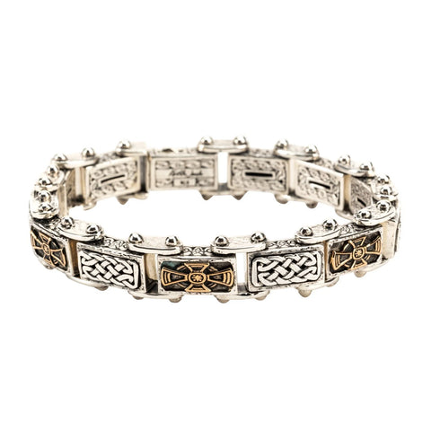 Silver Or Silver And Bronze Celtic Cross Small Bracelet | Keith Jack - Tricia's Gems