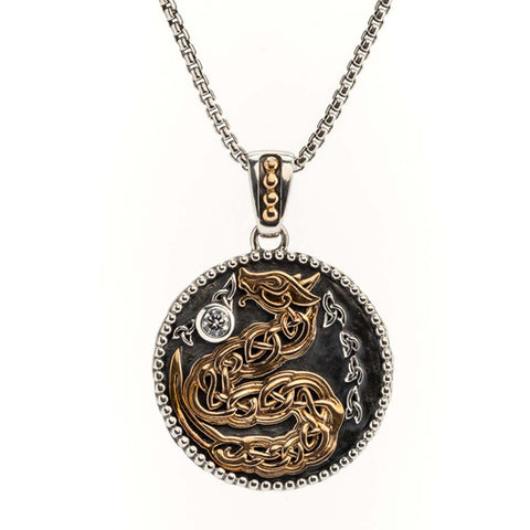 Silver And Bronze Medallion Reversible Dragon Pendant | Keith Jack - Tricia's Gems