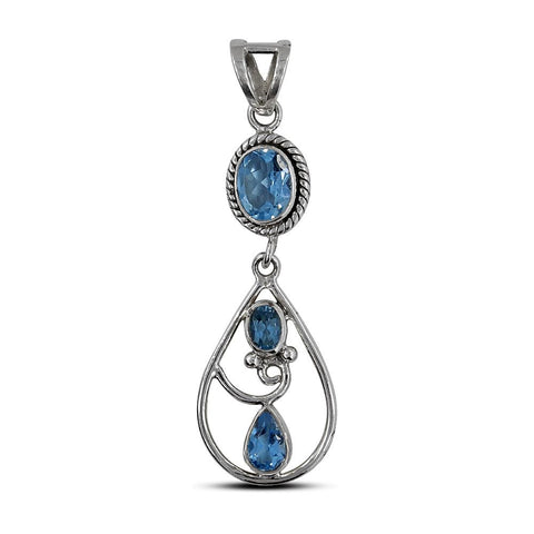 Blue Topaz 925 Sterling Silver Pendant - Tricia's Gems