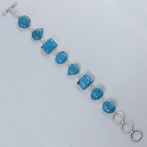 Mexican Turquoise Solid Sterling Silver Bracelet - Tricia's Gems