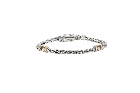Wheat Link Hinged Bracelet length-S/sil + 10k Yellow or Rose Gold | Keith Jack - Tricia's Gems