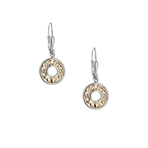 Silver And 10k Yellow Or Rose Gold Claddagh Earrings | Keith Jack - Tricia's Gems
