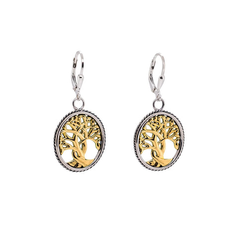 Silver And 10k Yellow Or Rose Gold Tree Of Life Earrings | Keith Jack - Tricia's Gems
