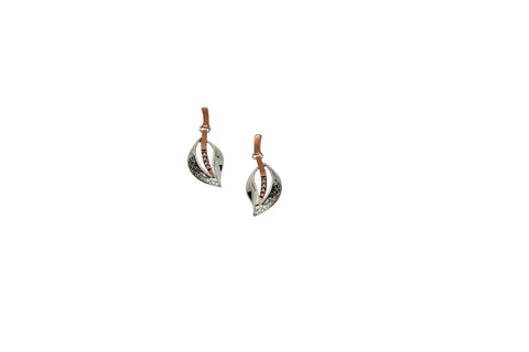 Trinity Leaf White Sapphire Earrings, S/sil+10k Rose Gold, 2 selections - Tricia's Gems