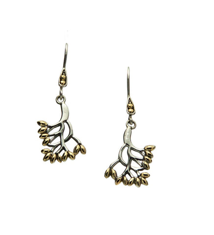 Tree of Life, Small Hook Earrings, SS+18k Gold - Tricia's Gems
