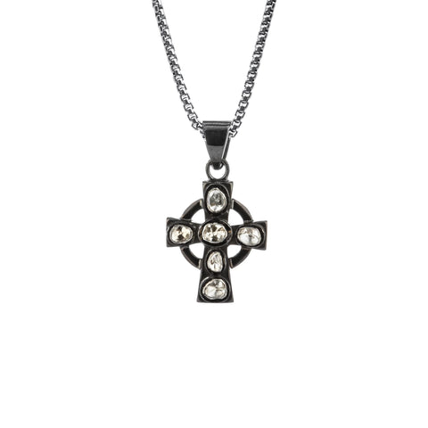 Silver And Black Rhodium Raw Diamond Celtic Cross | Keith Jack - Tricia's Gems