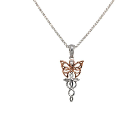 Silver And 10k Yellow Or Rose Gold Butterfly Petite Pendant -Zirconia | Keith Jack - Tricia's Gems