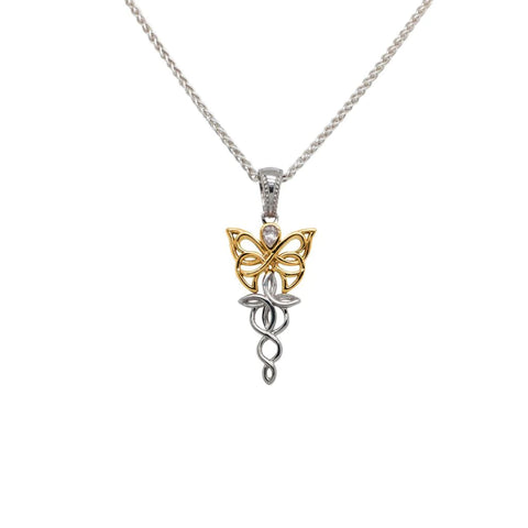 Silver And 10k Yellow Or Rose Gold Butterfly Petite Pendant -Zirconia | Keith Jack - Tricia's Gems