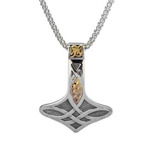 Silver And 10k Gold Thor's Hammer Pendant | Keith Jack - Tricia's Gems