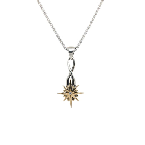 Silver And 10k Gold Compass Star Pendant Small | Keith Jack - Tricia's Gems