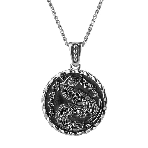 Silver And Yellow Or Rose Gold Medallion Dragon Pendant Small | Keith Jack - Tricia's Gems