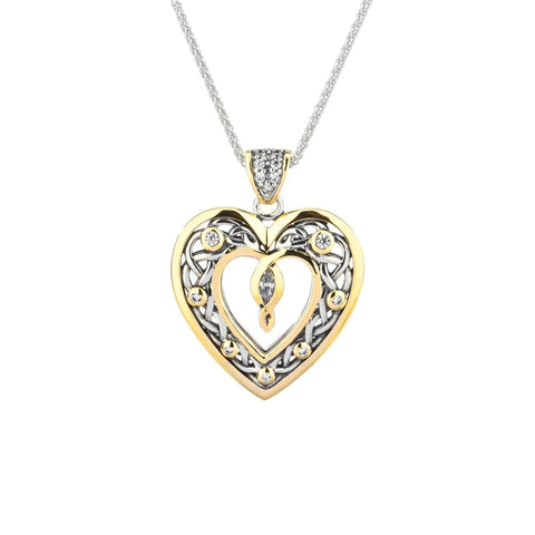 Silver And 10k Yellow Gold Celtic Open Heart Pendant | Keith Jack - Tricia's Gems