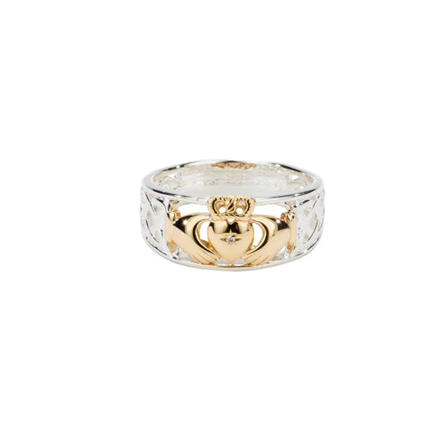 Silver And 10k Gold Claddagh Diamond Ring | Keith Jack - Tricia's Gems