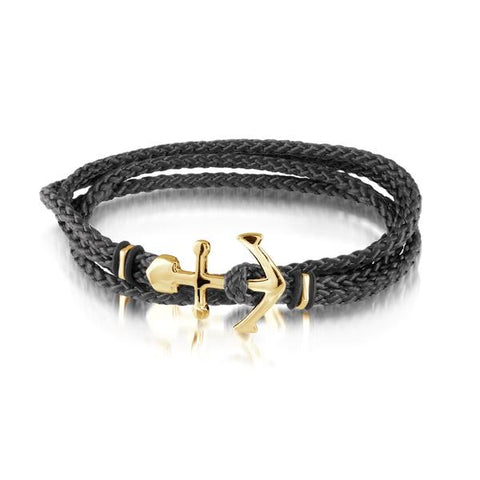 YELLOW ANCHOR CLASP BLACK CORD BRACELET - Tricia's Gems