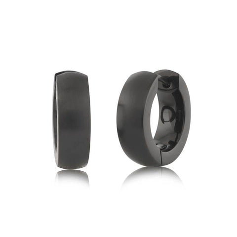 Brushed Black Huggie Earrings | Italgem Steel - Tricia's Gems
