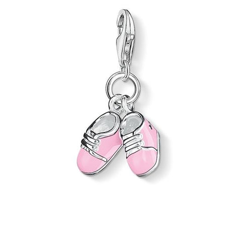 Thomas Sabo pink baby shoes charm pendant in sterling silver with enamel