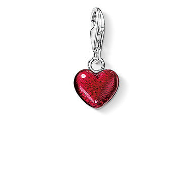 Thomas Sabo red enamel heart charm pendant in recycled sterling silver