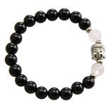 Rose Quartz & Onyx Buddha Bracelet - Tricia's Gems
