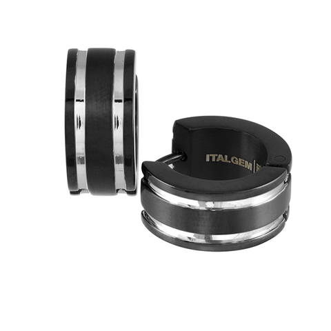 Striped Huggie Earring Italgem Steel - Tricia's Gems