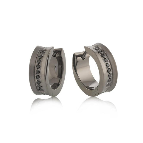 CZ Stripe Earrings Gunmetal | Italgem Steel - Tricia's Gems