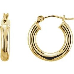14K Yellow Gold 15 mm Tube Hoop Earrings | Stuller - Tricia's Gems