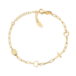 Miraculous Cross Chain Bracelet and Golden Hearts | - Tricia's Gems