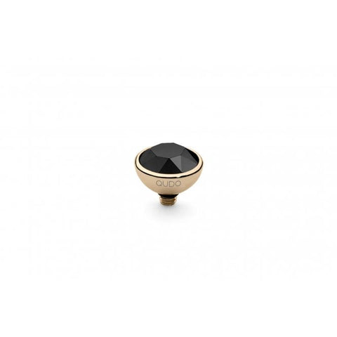 Gold 10mm Bottone Ring Top Jet - Tricia's Gems