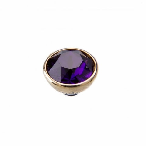 Gold 10mm Bottone Ring Top Purple Velvet - Tricia's Gems