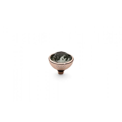 Rose Gold 10mm Bottone Ring Top Black Diamond - Tricia's Gems