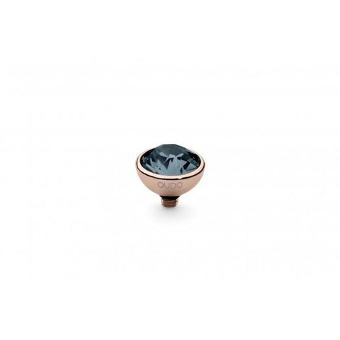 Rose Gold 10mm Bottone Ring Top Denim Blue - Tricia's Gems