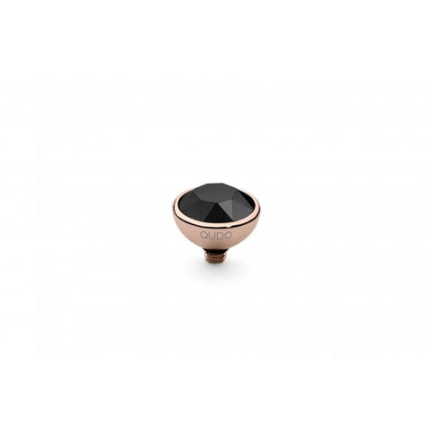 Rose Gold 10mm Bottone Ring Top Jet - Tricia's Gems