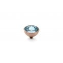 Rose Gold 11.5mm Bottone Ring Top Aquamarine - Tricia's Gems