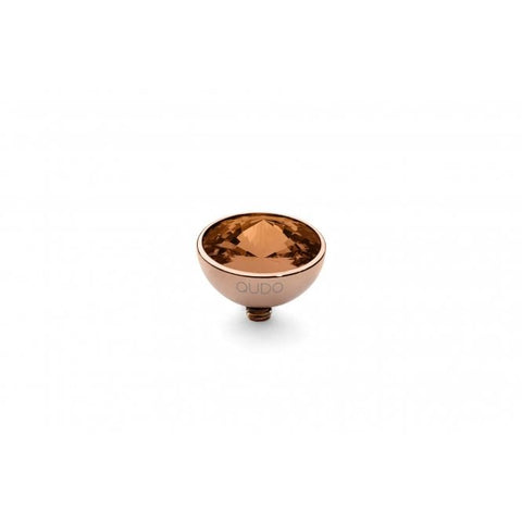Rose Gold 11.5mm Bottone Ring Top Smoked Topaz - Tricia's Gems