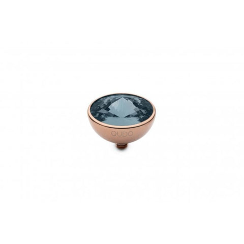 Rose Gold 13mm Bottone Ring Top Denim Blue - Tricia's Gems