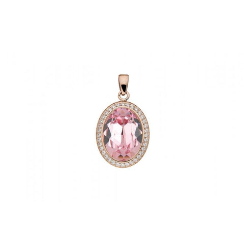 Tivola Deluxe Light Rose Crystal Big Rose Gold Pendant - Tricia's Gems