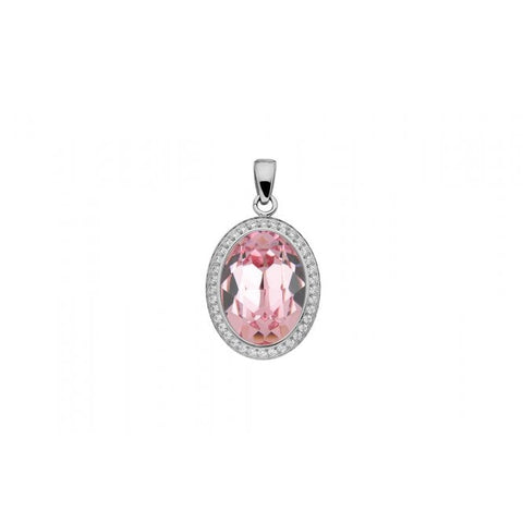 Tivola Deluxe Light Rose Crystal Big Silver Pendant - Tricia's Gems