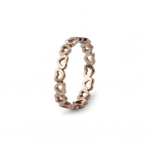 Pienza Rose Gold Hollow Hearts Spacer Ring - Tricia's Gems