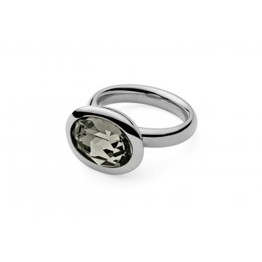 Tivola Small Stainless Steel Ring With Black Diamond - Tricia's Gems