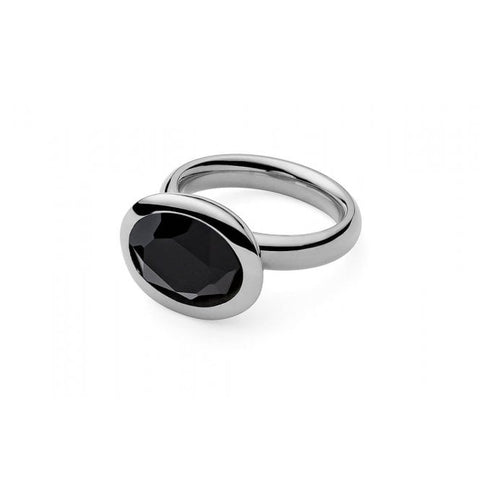 Tivola Small Stainless Steel Ring With Jet - Tricia's Gems