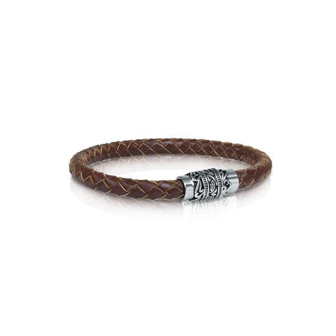 ENGRAVED CLASP BROWN LEATHER BRACELET - Tricia's Gems
